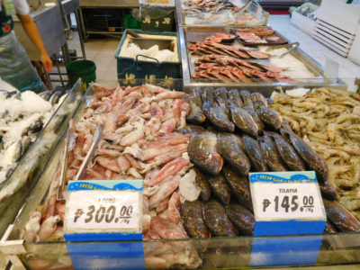 イロイロのロビンソンズモールの鮮魚売り場の魚